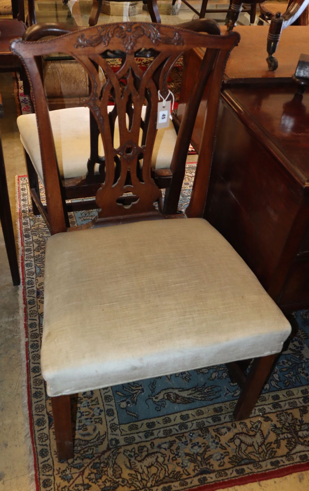 Two George III mahogany dining chairs